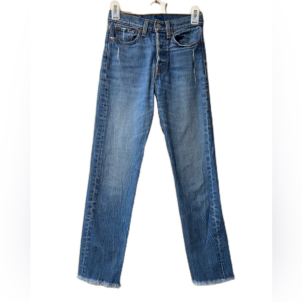 Levi’s Jeans Sz 24 High Rise Button Fly Raw Hem Medium Wash Women’s WPL 423